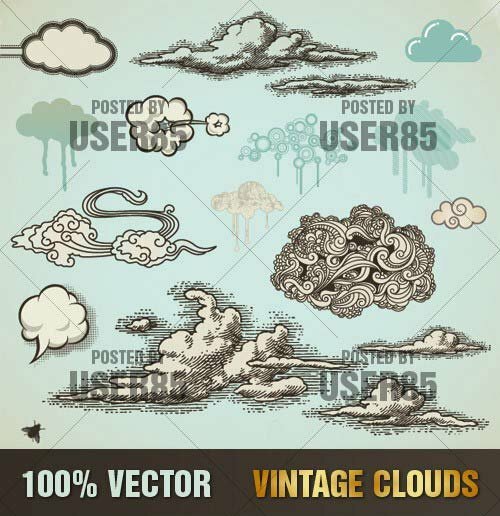 Vintage Clouds Vector