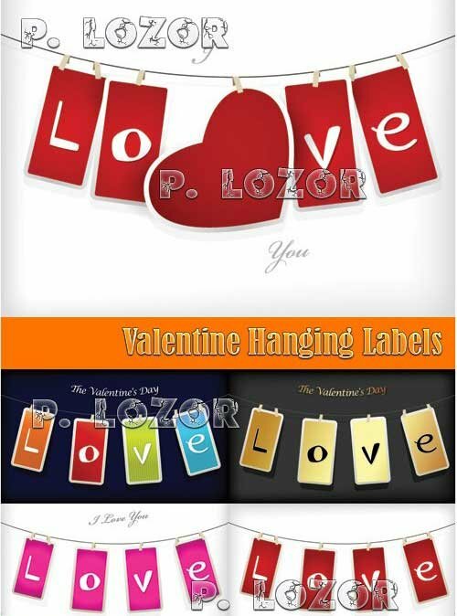 Valentine Hanging Labels Vector