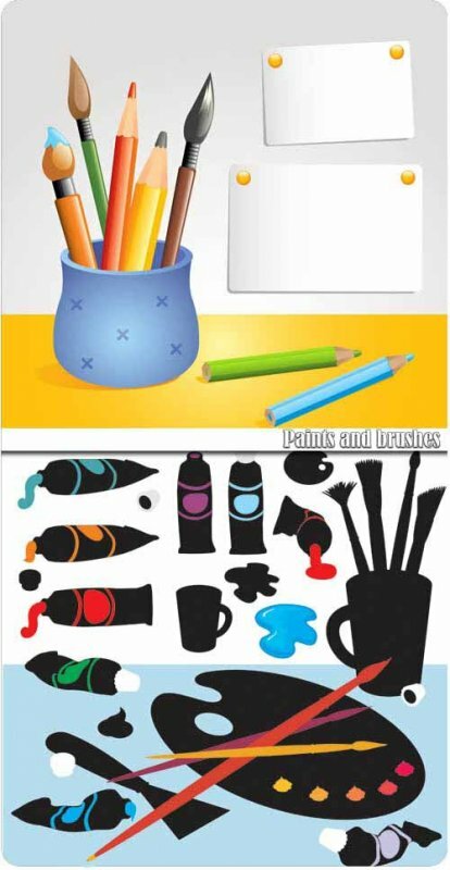 Paints and brushes Vector