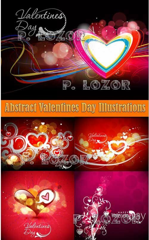 Abstract Valentines Day Illustrations Vector